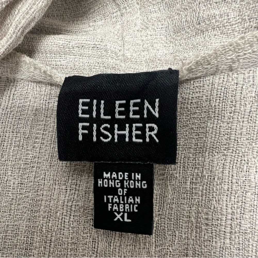 Eileen Fisher XL Coastal Linen Cotton Blend Open Front Drape Cardigan Lagenlook